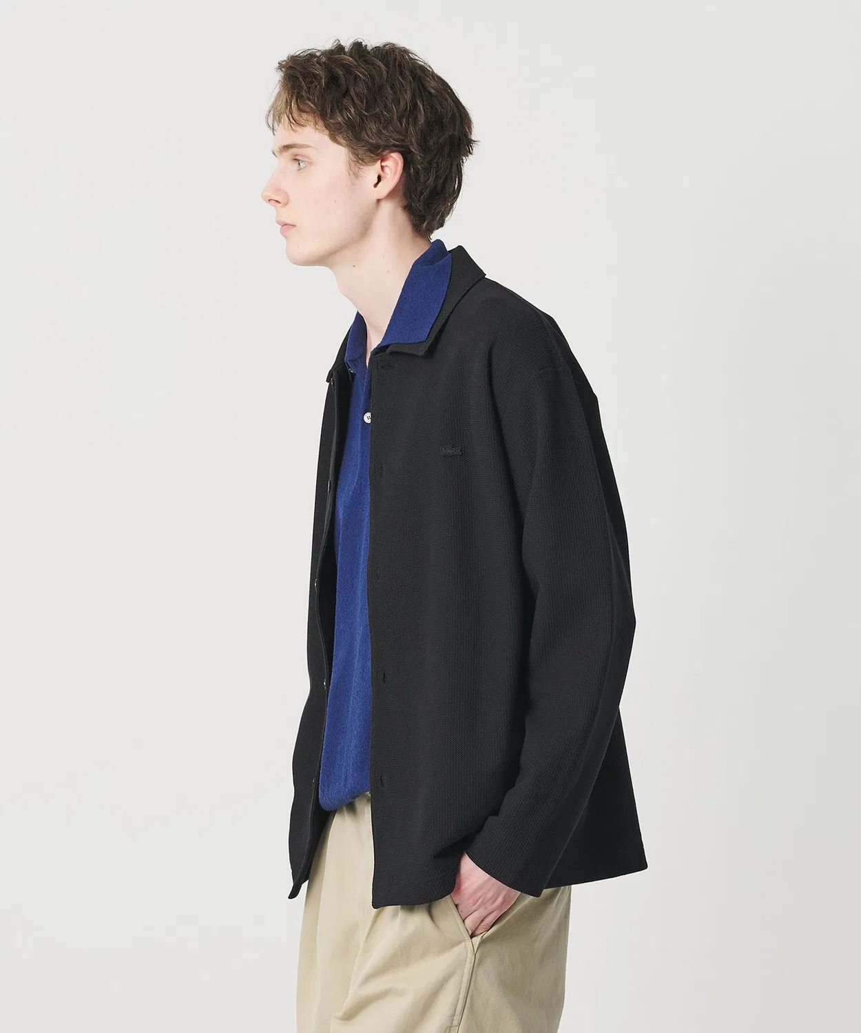 Шарт-жакет LACOSTE однотонный, из хлопка с полиэстером, тёмно-серый — фото 3