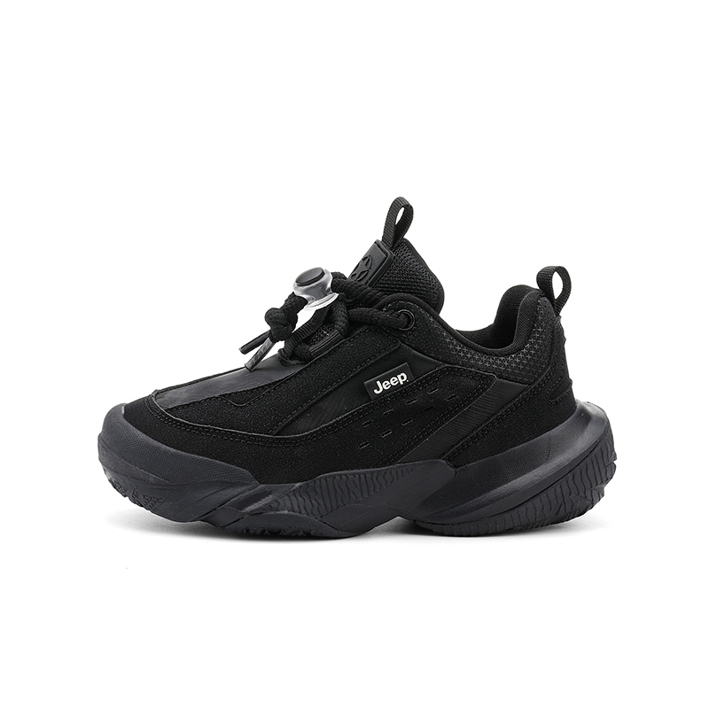 

Низкие детские кроссовки для повседневной жизни Jeep, Black Leather Upper