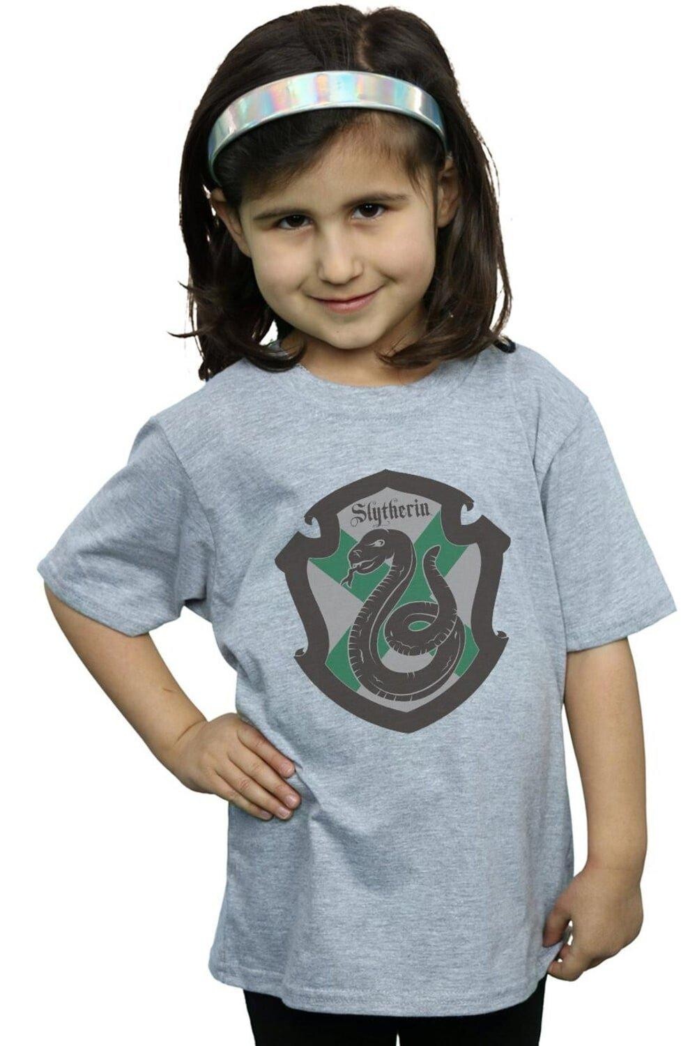 

Плоская хлопковая футболка с гербом Слизерина Harry Potter, серый