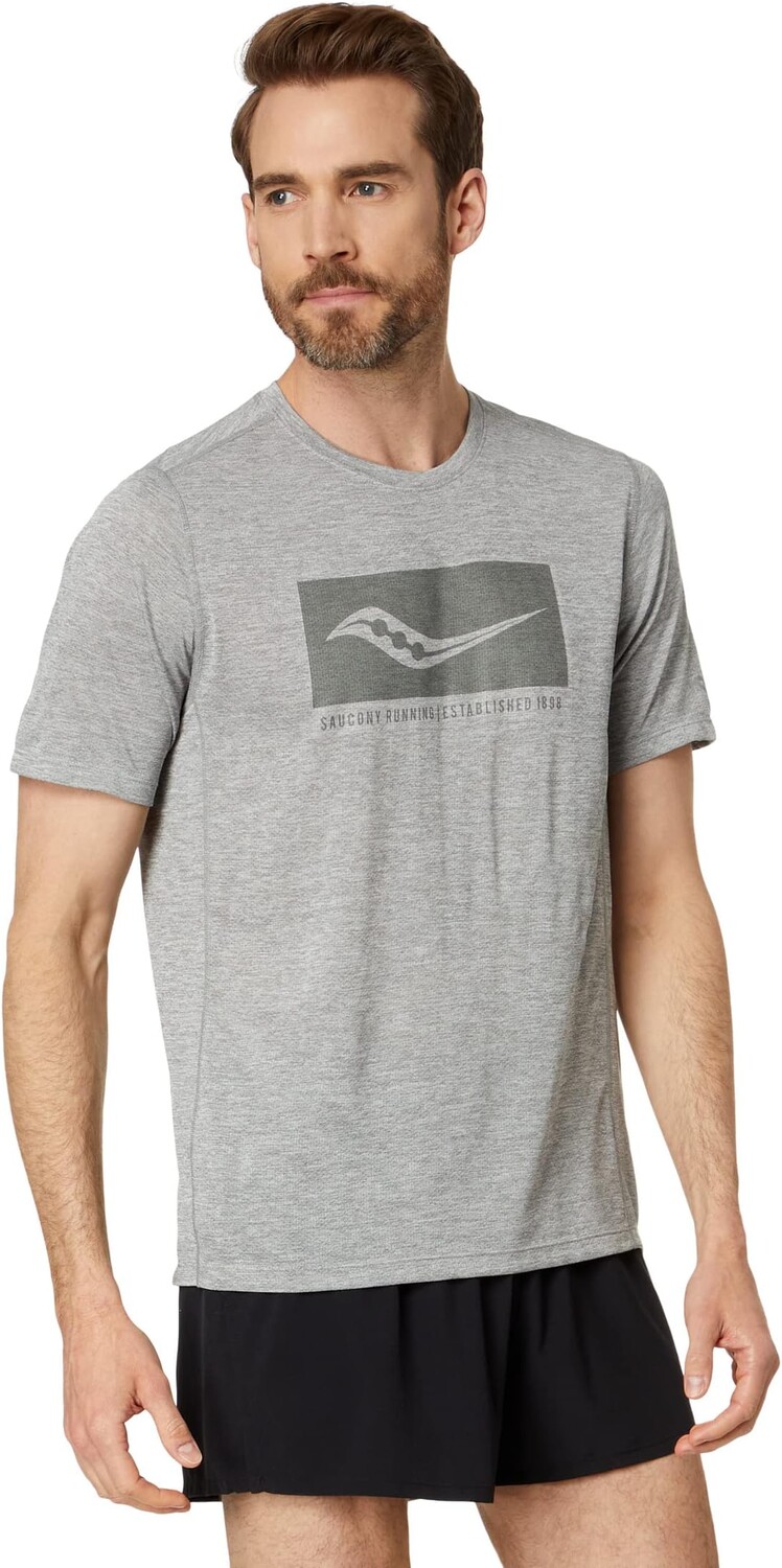 

Рубашка Saucony Stopwatch Graphic Short Sleeve, цвет Light Grey Heather