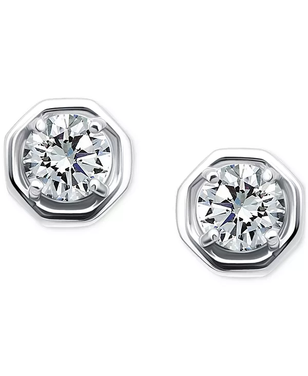 

Серьги-Гвоздики восьмиугольной формы с кубическим цирконием, эксклюзивно в Macy's Giani Bernini, silver