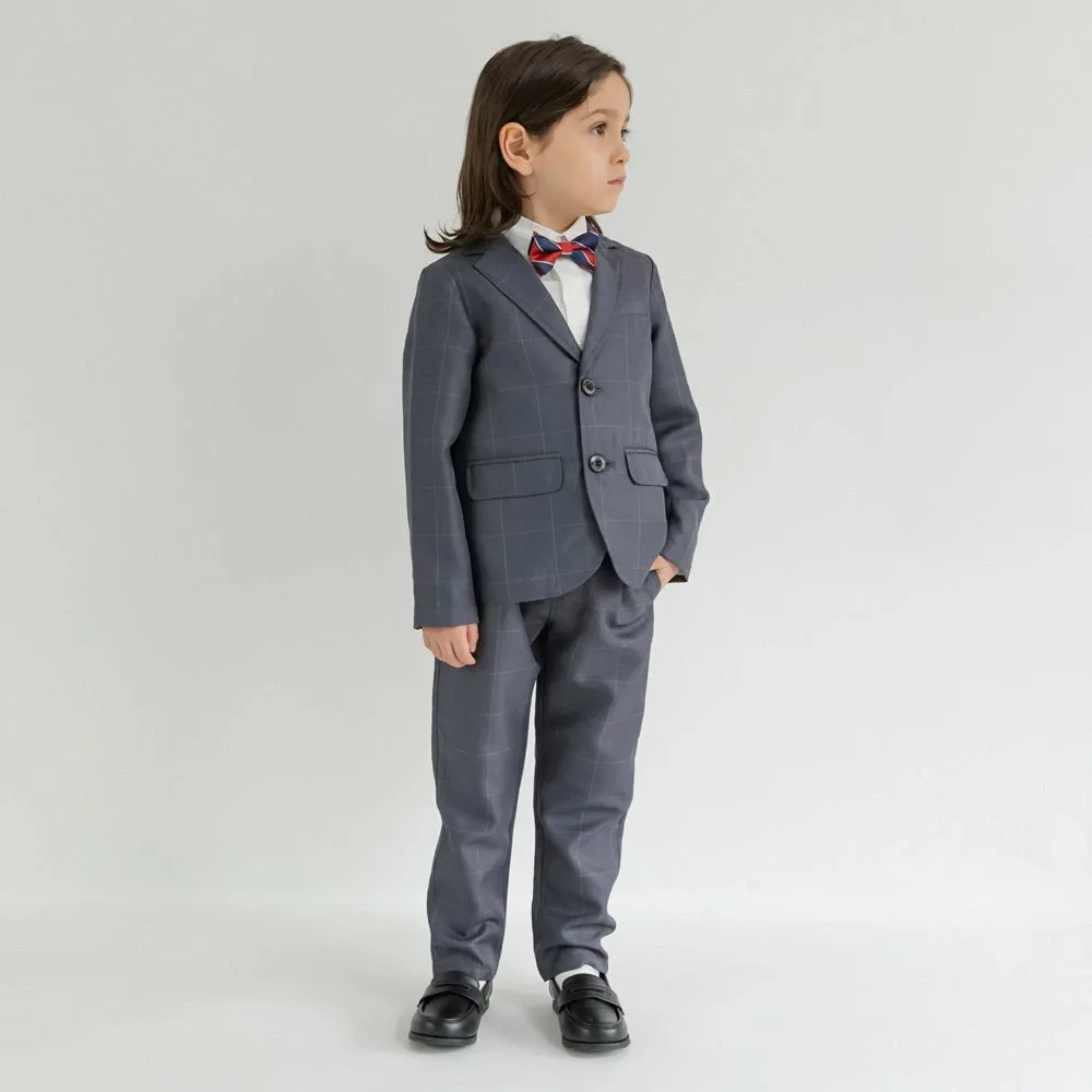 Серый клетчатый пиджак + длинные брюки + белая рубашка Branshes, Charcoal Gray