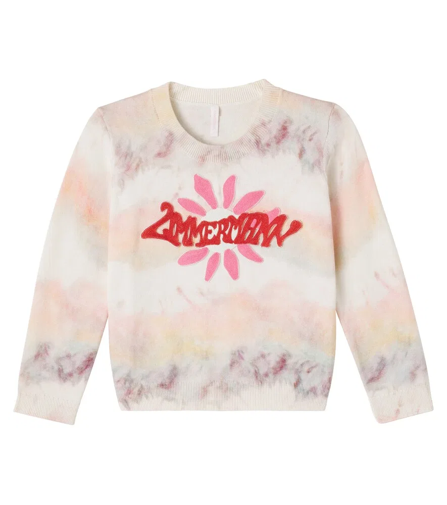 Хлопковая толстовка с вышивкой и эффектом тай-дай Zimmermann Kids, мультиколор