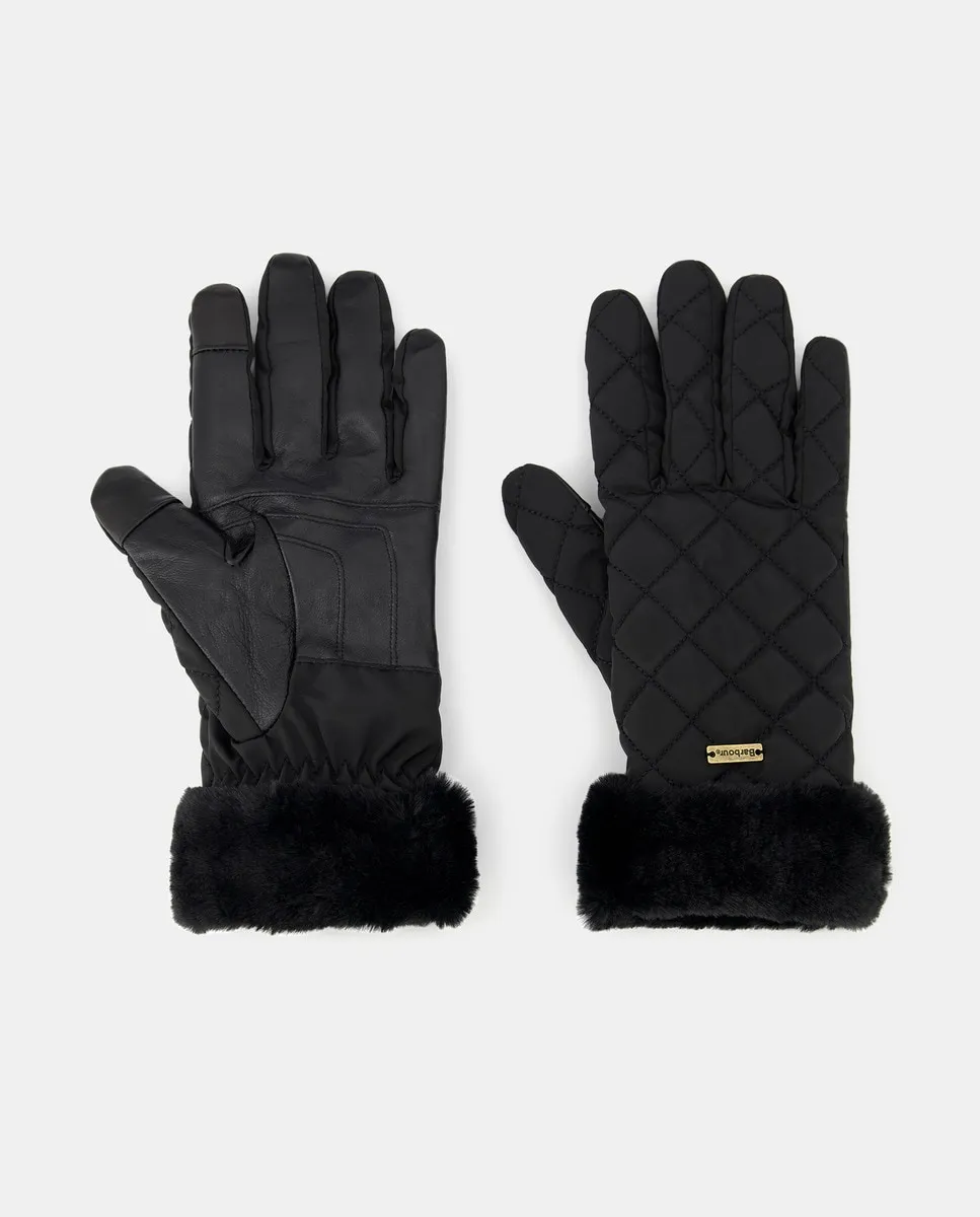

Черные стеганые перчатки с искусственным мехом на манжетах Barbour, черный