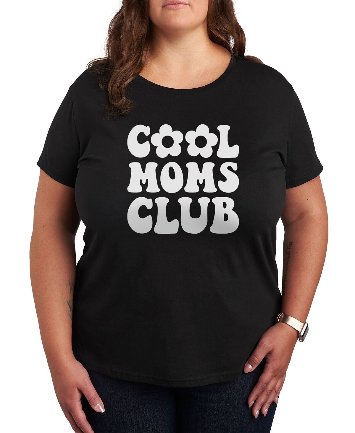 

Модная футболка с рисунком больших размеров Cool Moms Club Air Waves, черный