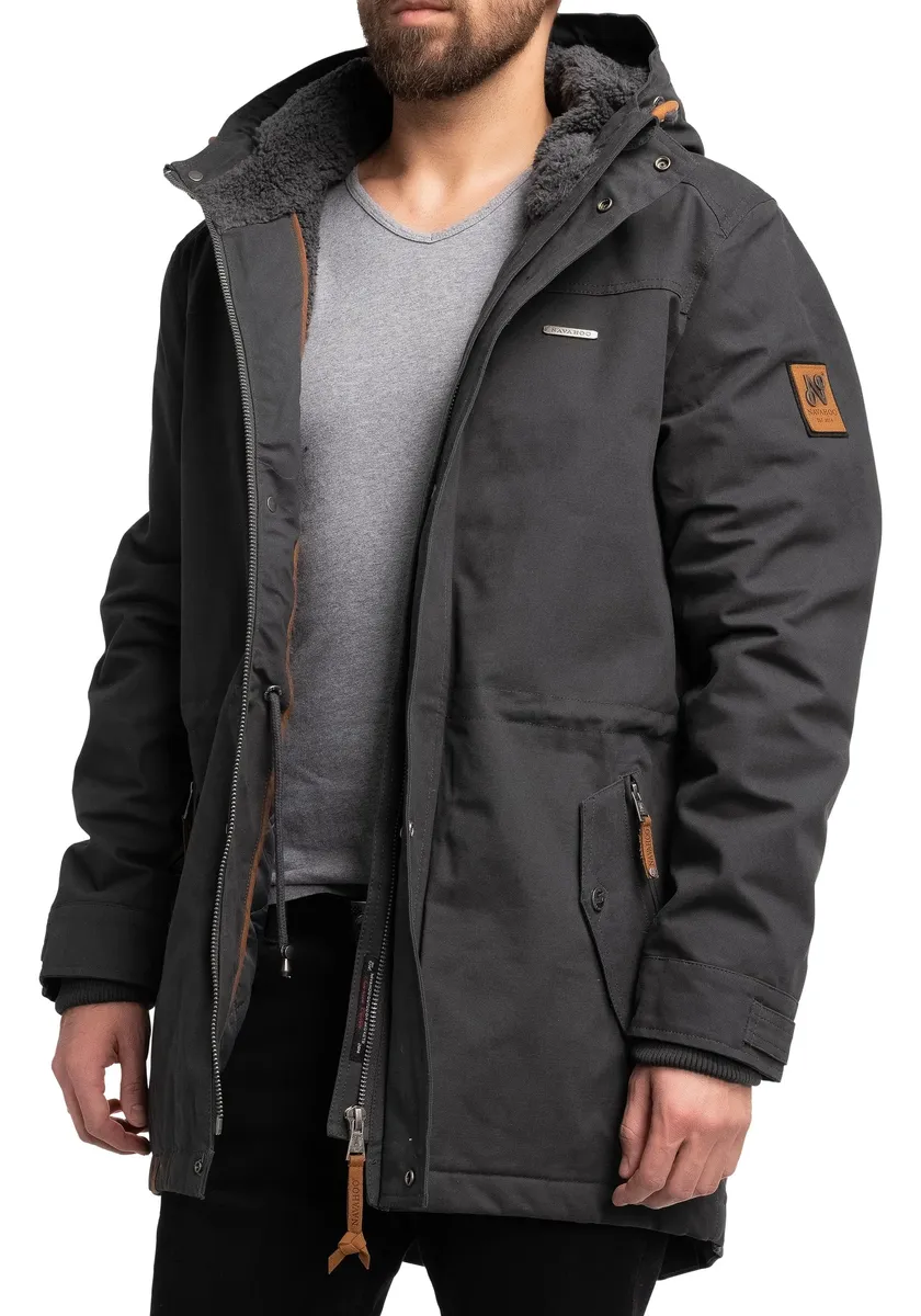

Navahoo Parka "Manaka", с капюшоном, стильное мужское зимнее пальто с капюшоном, серый