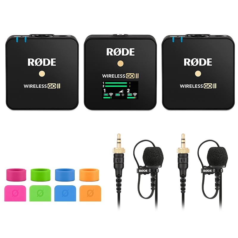 

Беспроводная микрофонная система RODE WIGO II, (2) Lavalier II, COLORS3, Cloth
