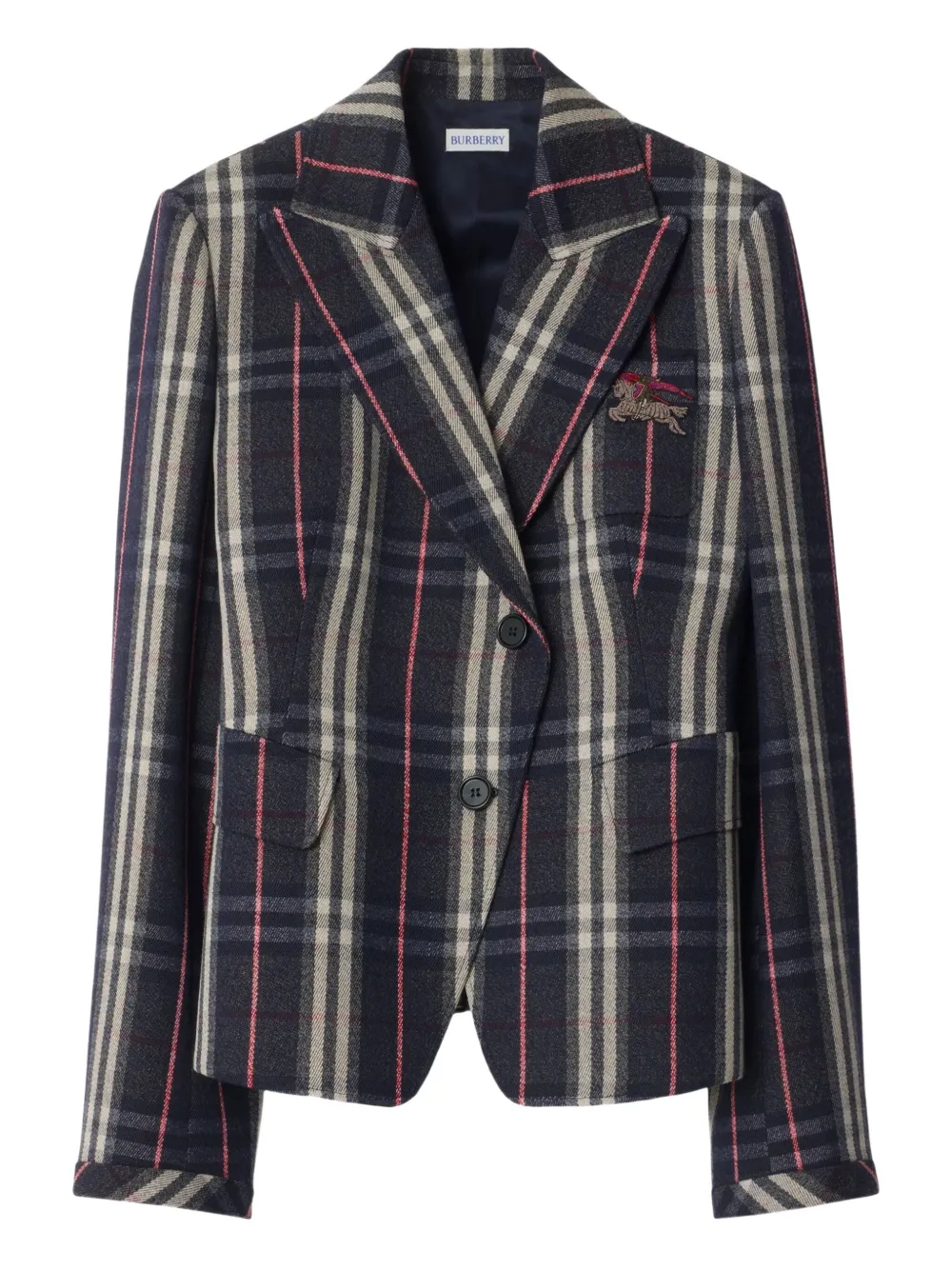 

Клетчатый пиджак с принтом BURBERRY, черный