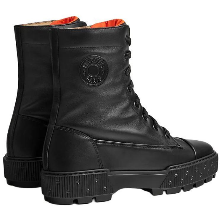 Свежие черные женские полусапожки на каблуке 4 см HERMES — фото 4
