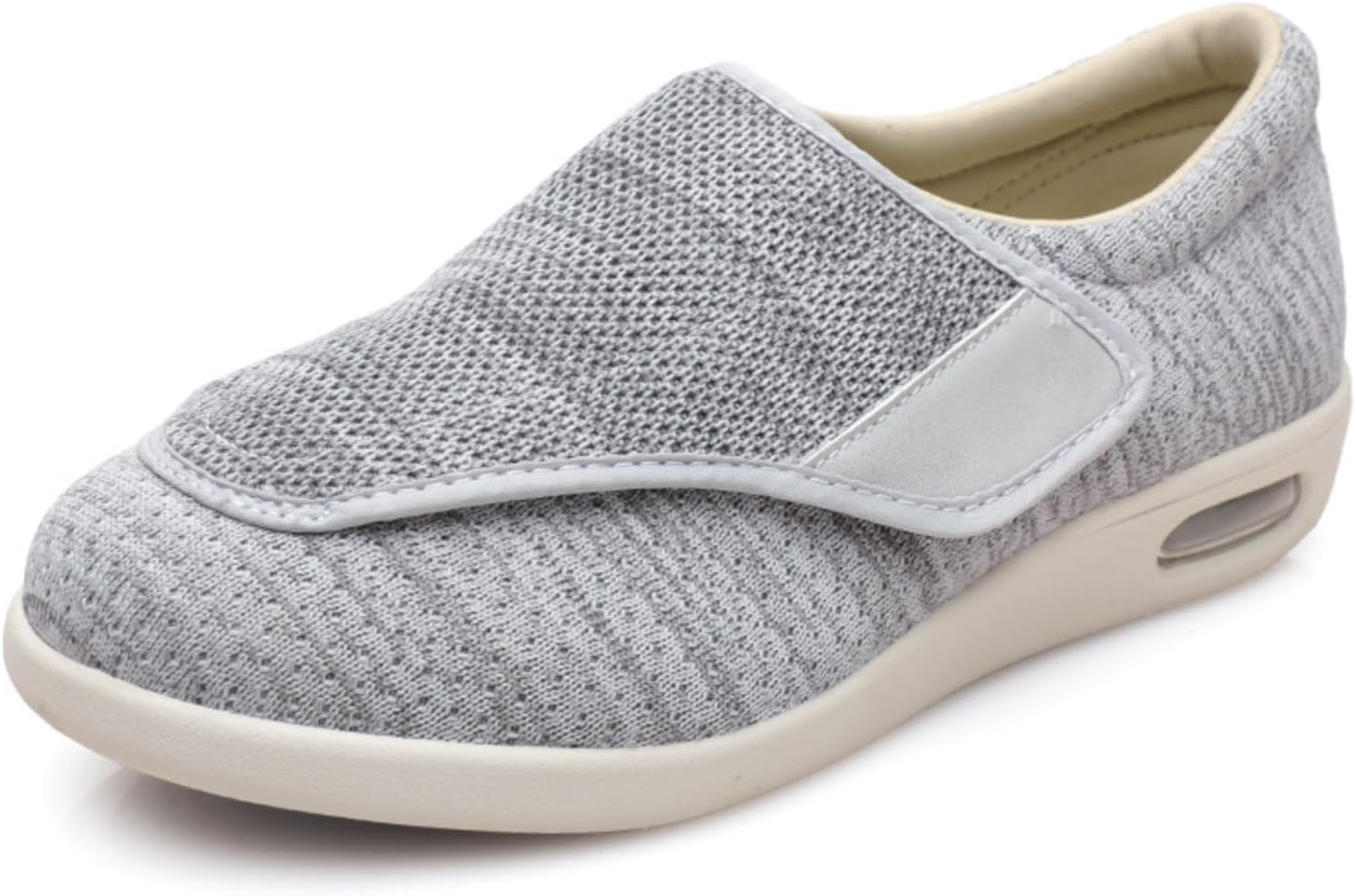

Унисекс удобные прогулочные туфли для пожилых людей - дышащая сетка, противоскользящие, с регулируемым креплением на липучке, легкая амортизированная подошва для мужчин и женщин Azttoztto, светло-серый