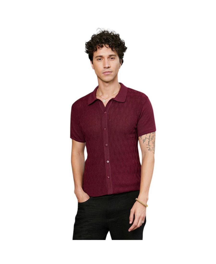 

Мужская приталенная рубашка с ромбовидным узором Campus Sutra, Red