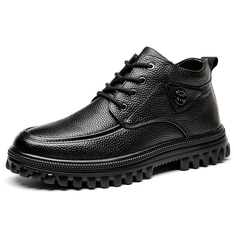 

Mulinsen Мужские зимние ботинки черные с меховой подкладкой на шнуровке улучшенные, цвет Black Fleece-Lined (Lace-Up Upgraded)