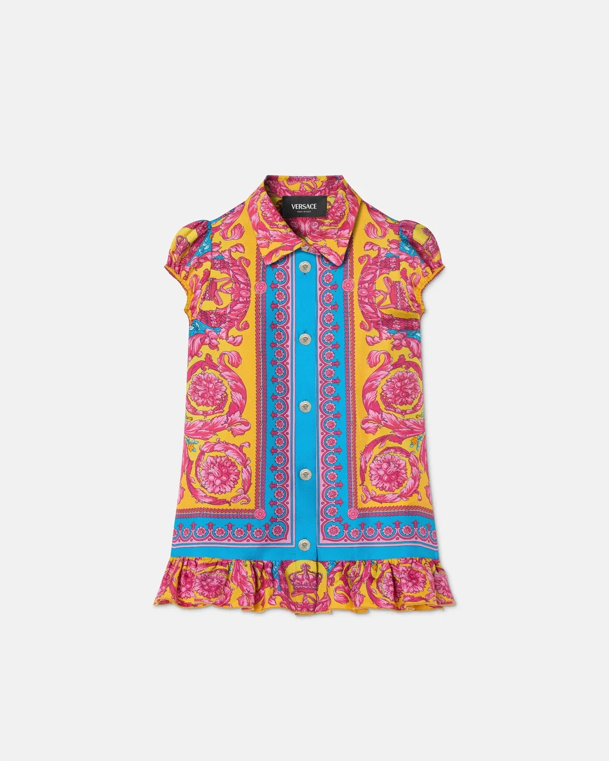 Детское платье из шелкового твила с принтом VERSACE, мультиколор