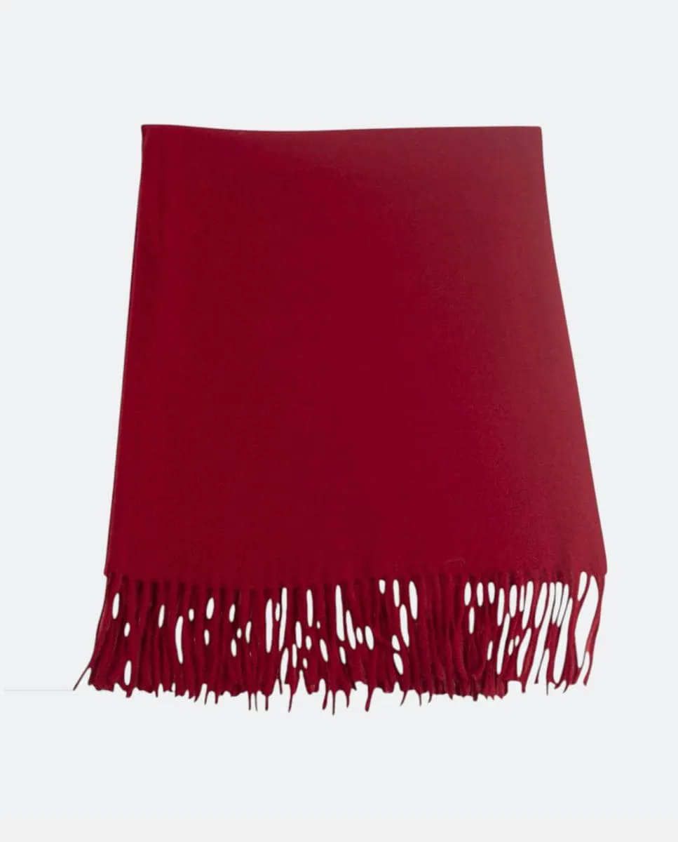 

Вязаный шарф с бахромой, гладкий прямоугольный, легкий и современный шарф из полиэстера Kbas, гранатовый