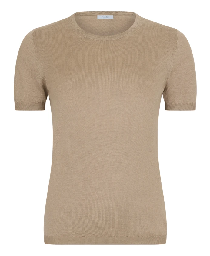 

Свитер с круглым вырезом из кашемира и шелка Malo, бежевый