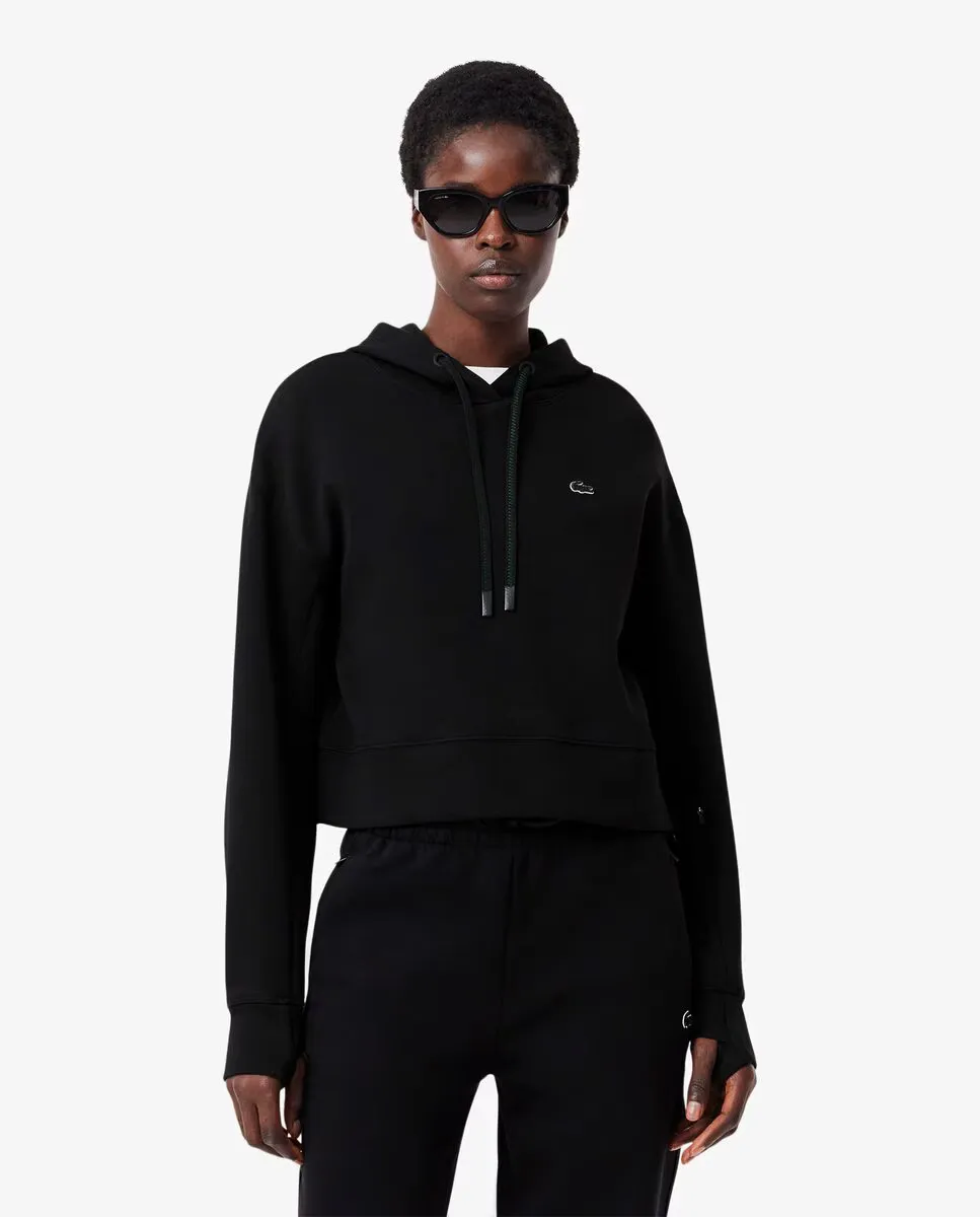 

Женская укороченная толстовка с капюшоном Lacoste, чёрный