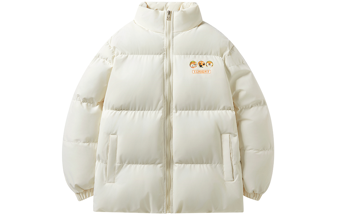 

Пуховая куртка унисекс, с воротником-стойкой, средней жесткости, другие Sandknit, экрю