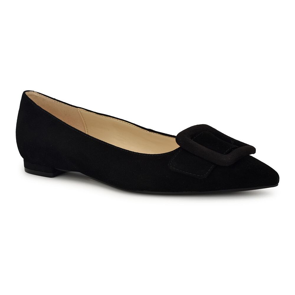 

Женские туфли без шнуровки с острым носком Nine West Jesike на плоской подошве, цвет Black Suede
