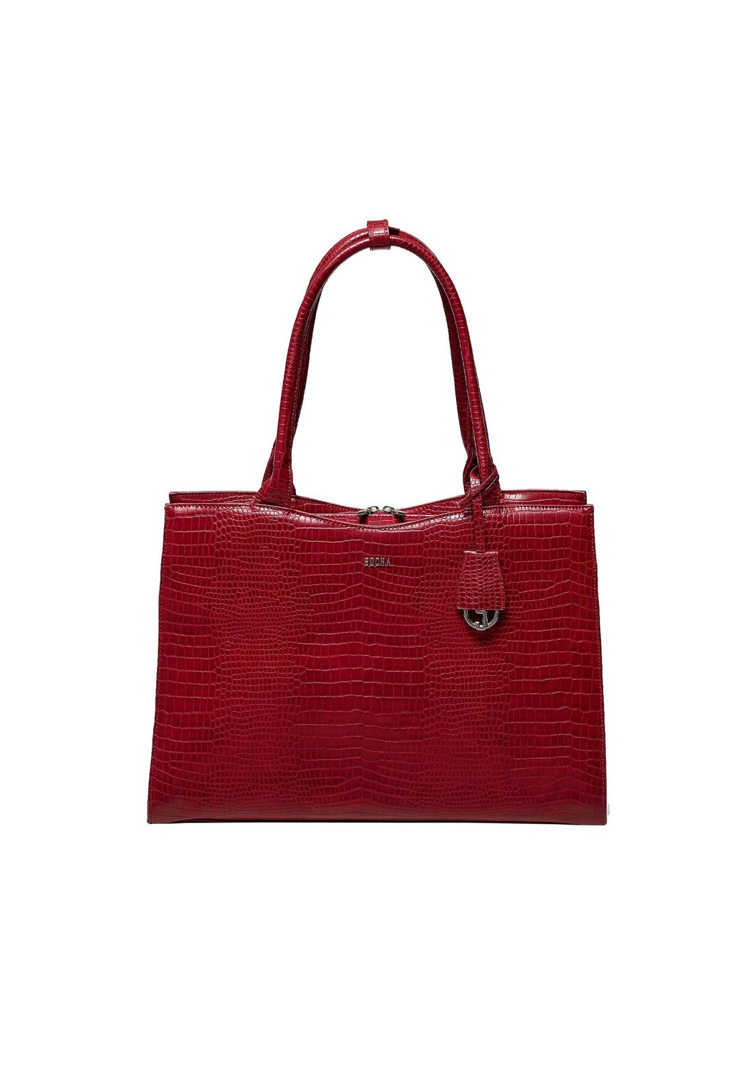 

Croco Burgundy - элегантная женская сумка для ноутбука 15,6 дюймов, синтетическая, легкая, полностью укомплектованная Socha Business Bags, красный