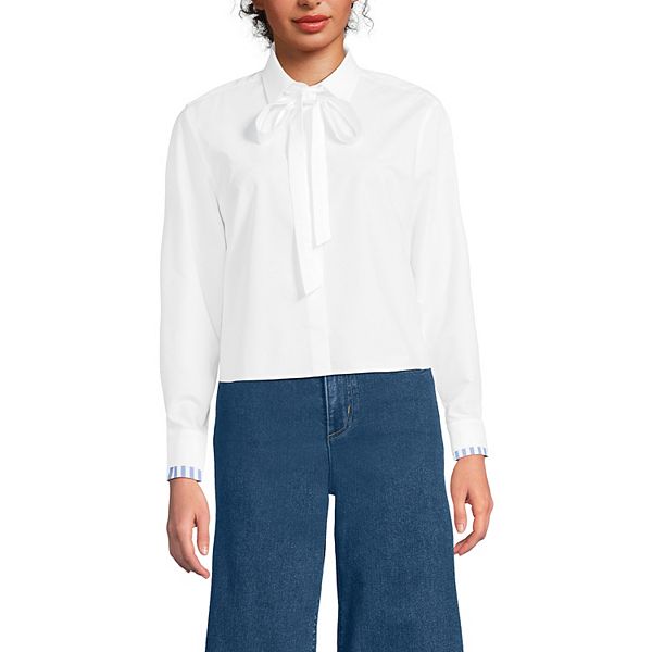 

Женская рубашка с длинным рукавом и съемным бантом Lands' End