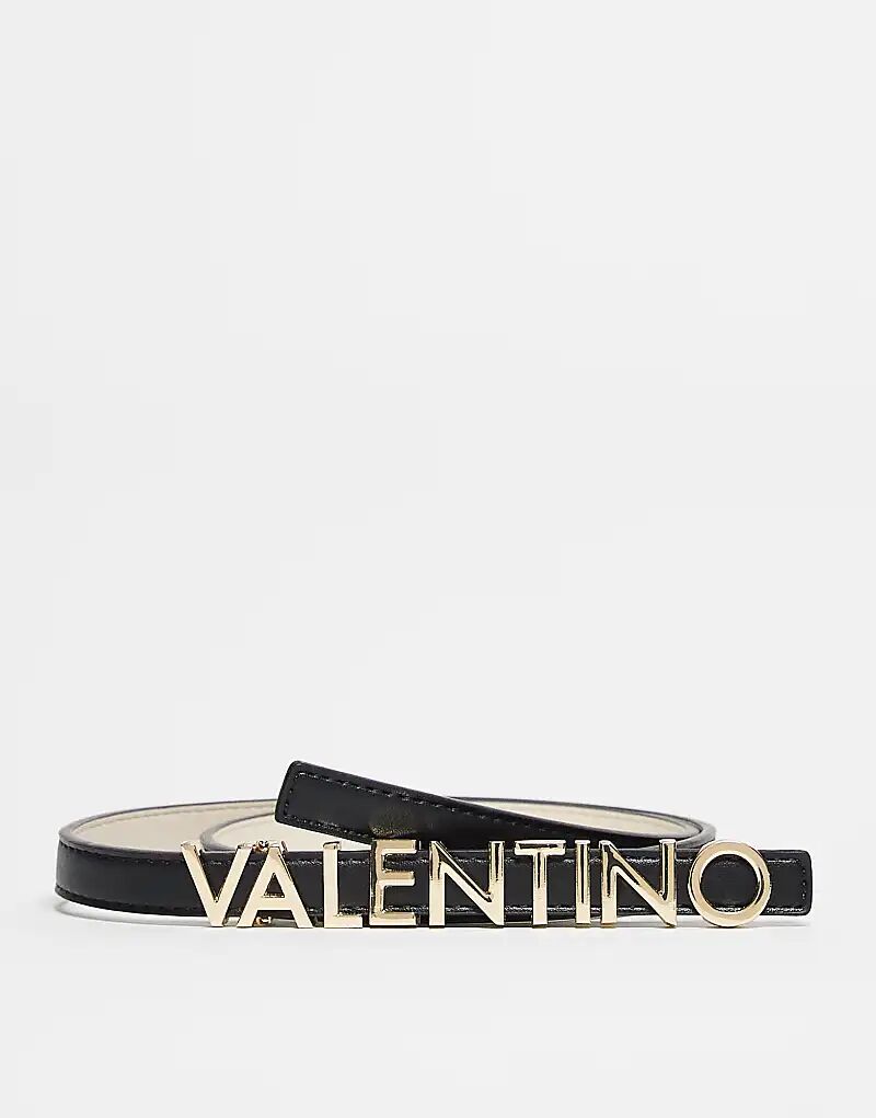 

Узкий ремень Valentino Belty с золотой фурнитурой черного цвета