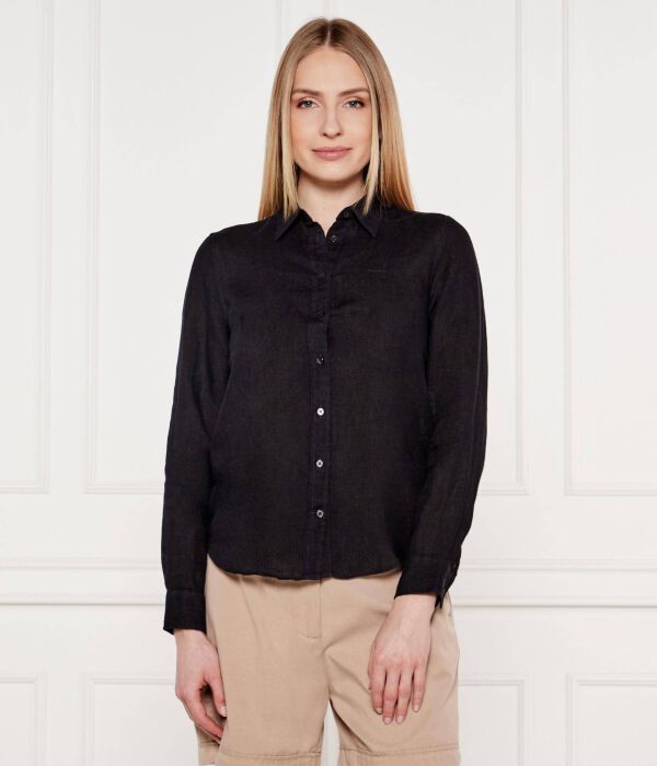 

Льняная рубашка Regular fit Gant, черный