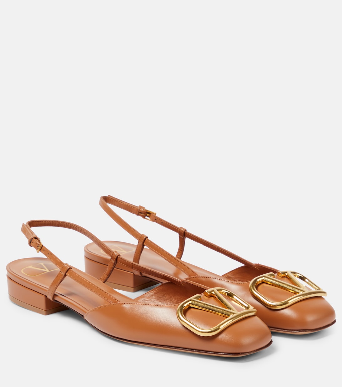 Кожаные туфли VLogo Signature 20 с пяткой назад Valentino Garavani, Almond Beige