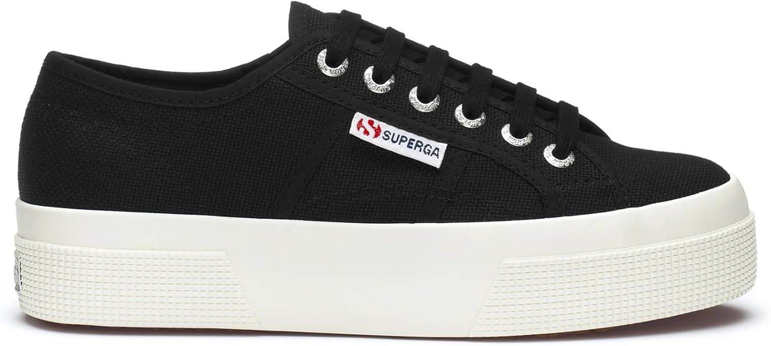 Кроссовки Superga 2740 Platform для мужчин и женщин - иконические итальянские теннисные кроссовки с дышащим верхом из ткани и нескользящей резиновой подошвой, Navy Avorio — фото 3