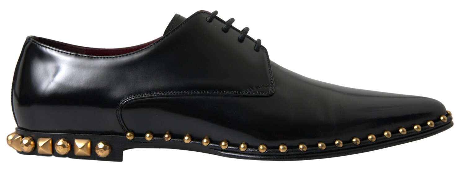 

Элегантные черные кожаные туфли с золотыми вставками Dolce & Gabbana