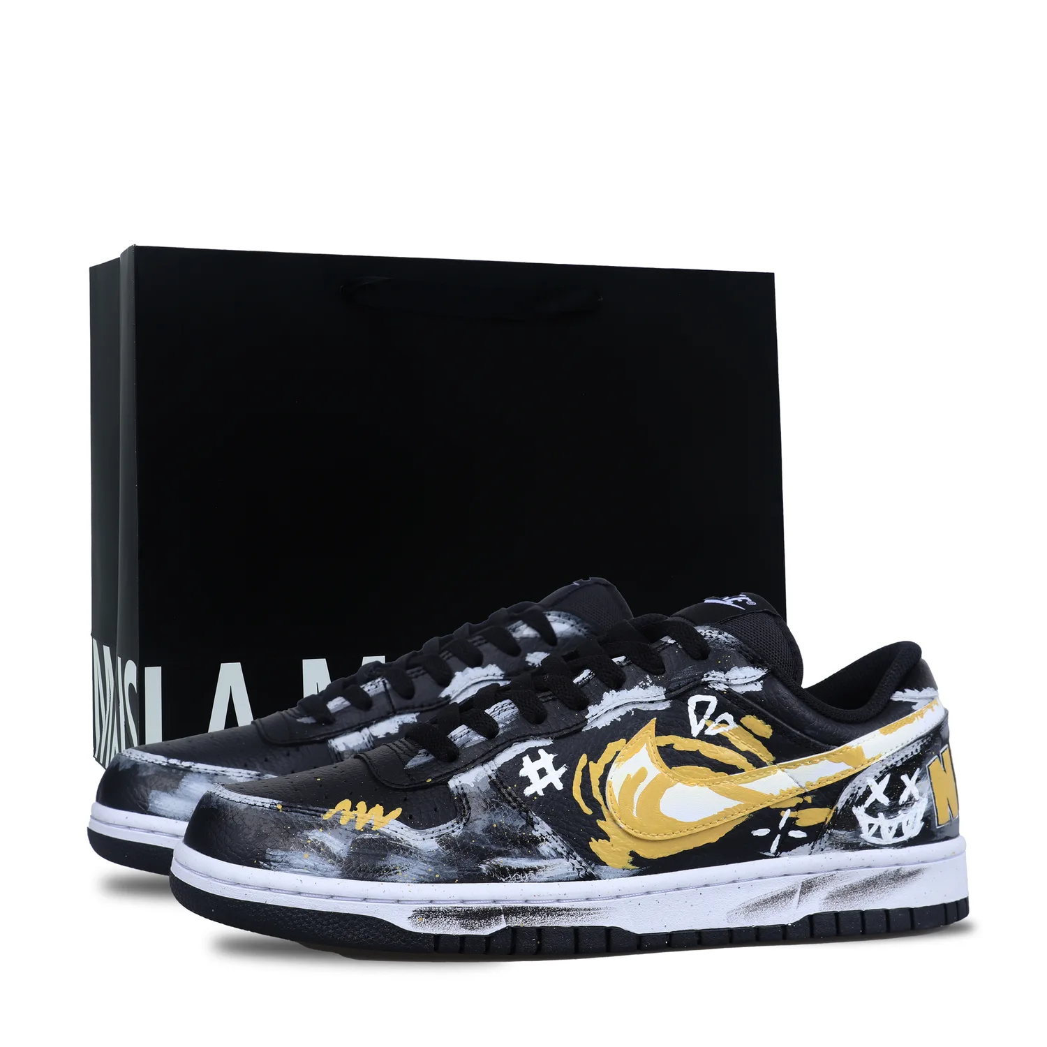 Nike Кроссовки для скейтбординга Big Abrasion Resistant Low Top мужские черные желтые