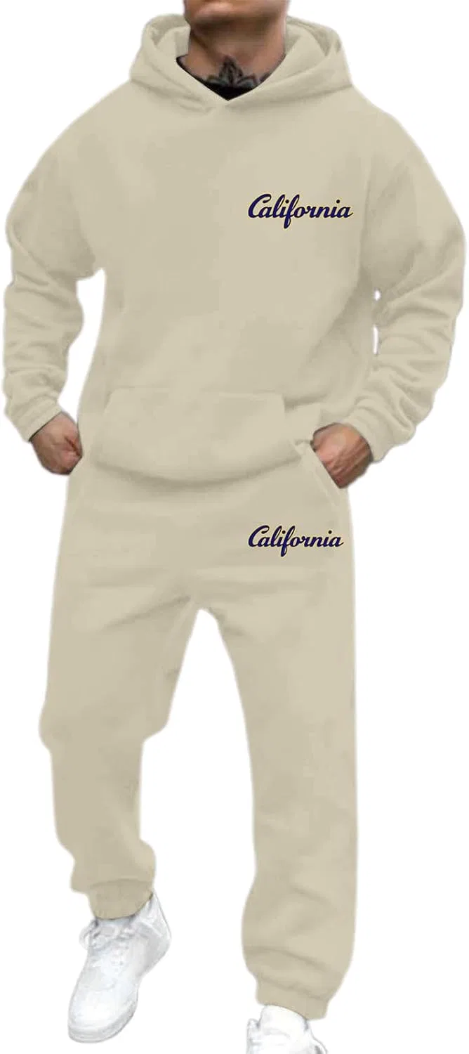Спортивный костюм 2 предмета, Vintage California, худи и джоггеры, A02-khaki