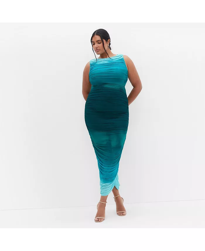 

Платье Plus Size Halo Ombre CITY CHIC, синий