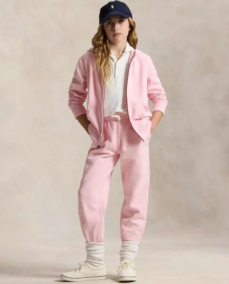 Толстовка с капюшоном для девочки из флиса на молнии Polo Ralph Lauren, светло-розовый — фото 3