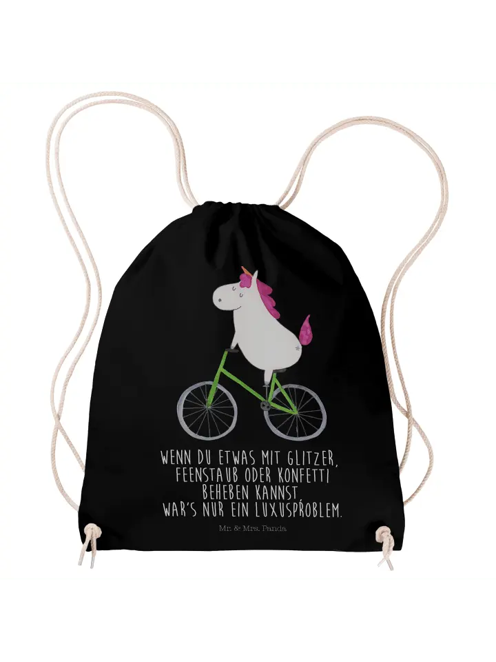 

Спортивная сумка Mr & Mrs Panda Sportbeutel Einhorn Radfahrer, черный