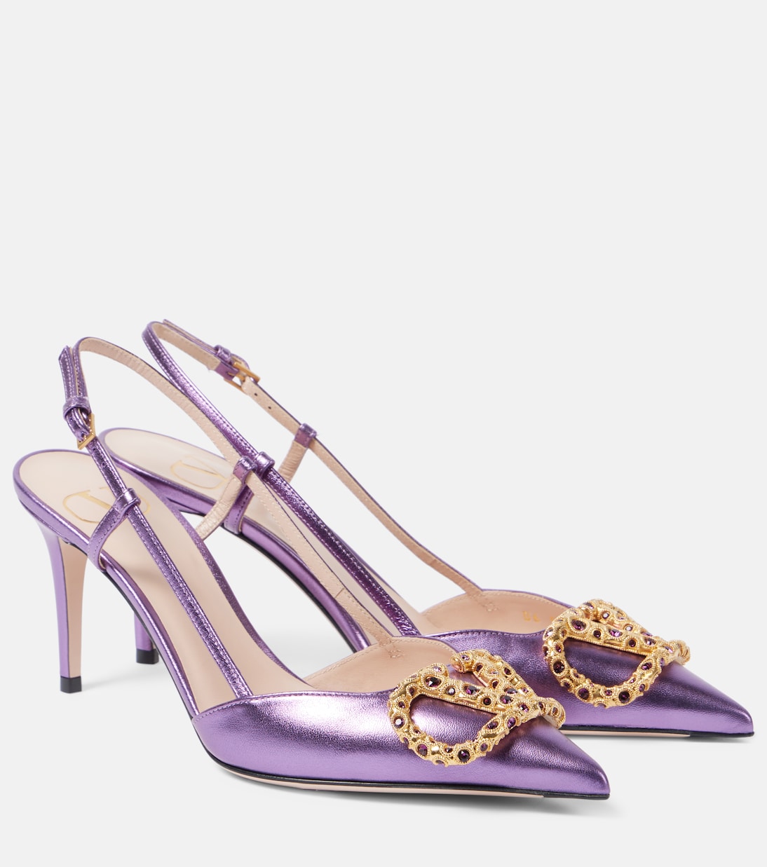 Кожаные туфли VLogo Signature 80 с пяткой на пятке Valentino Garavani, Violet