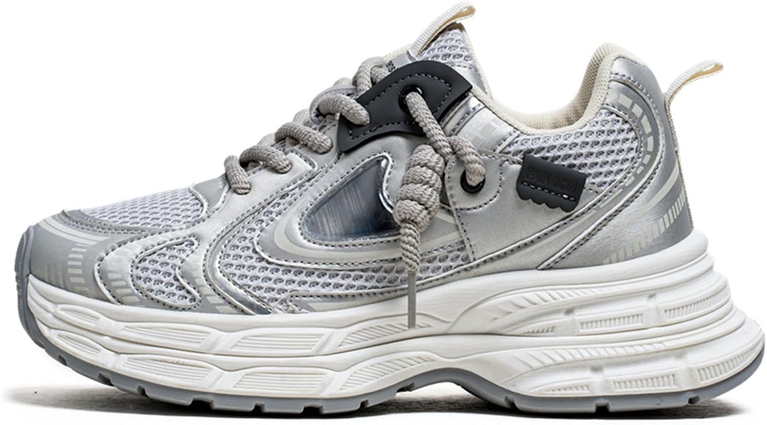 

Повседневные прогулочные мужские кроссовки модные массивные сандалии на платформе, шнурованные, стиль «папа», для работы, тренировок и повседневной носки Netehadi, серый