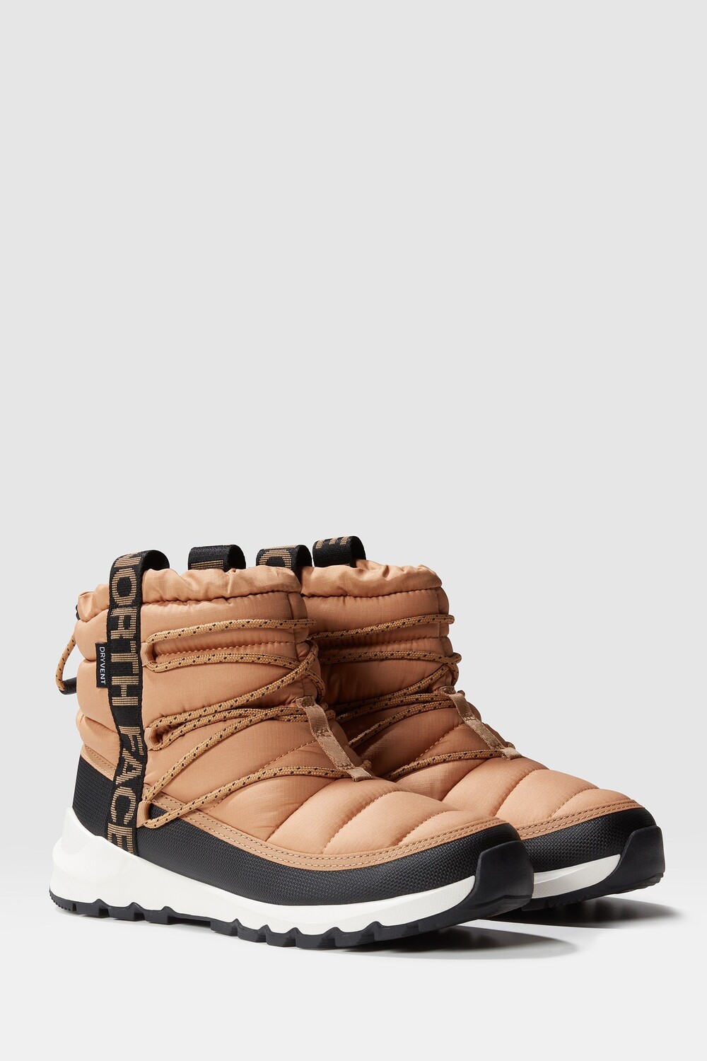 Женские полусапоги The North Face Thermoball стеганые на шнуровке, светло-коричневый — фото 2