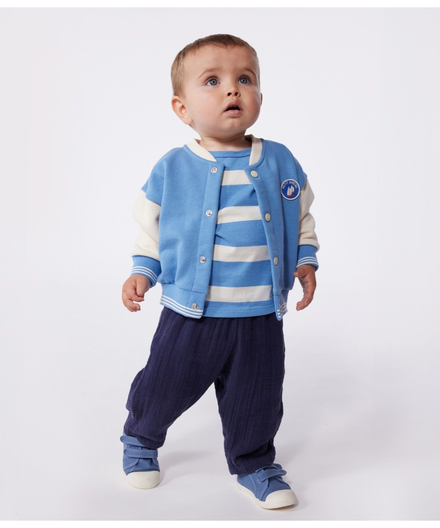 Блузон Petit Bateau, Blue / Milky White — фото 2