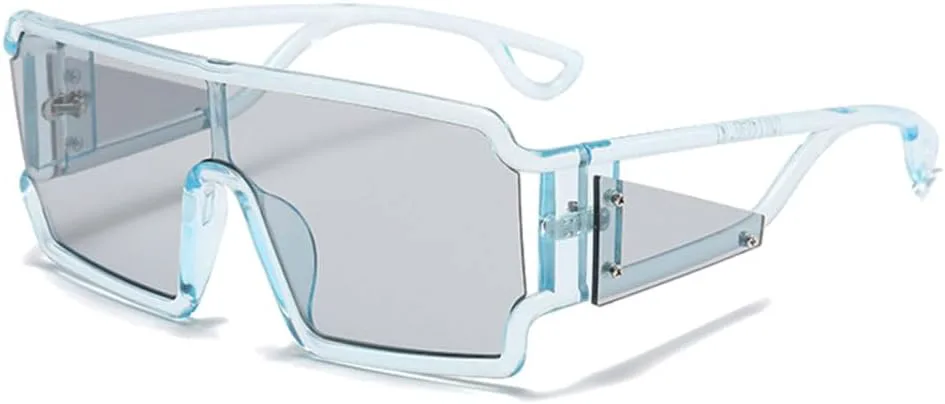 

Ретро-солнцезащитные очки квадратной формы конфетных цветов для женщин, модные уникальные очки с полыми широкими дужками для мужчин MTZJH, Blue Light Gray