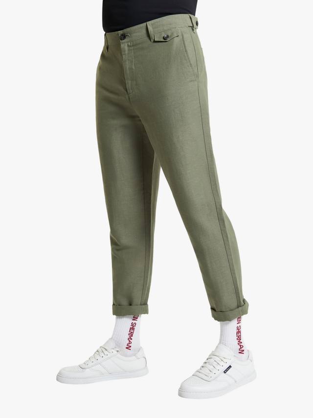 

Брюки зауженного кроя из смеси льна и хлопка Ben Sherman, оливковый