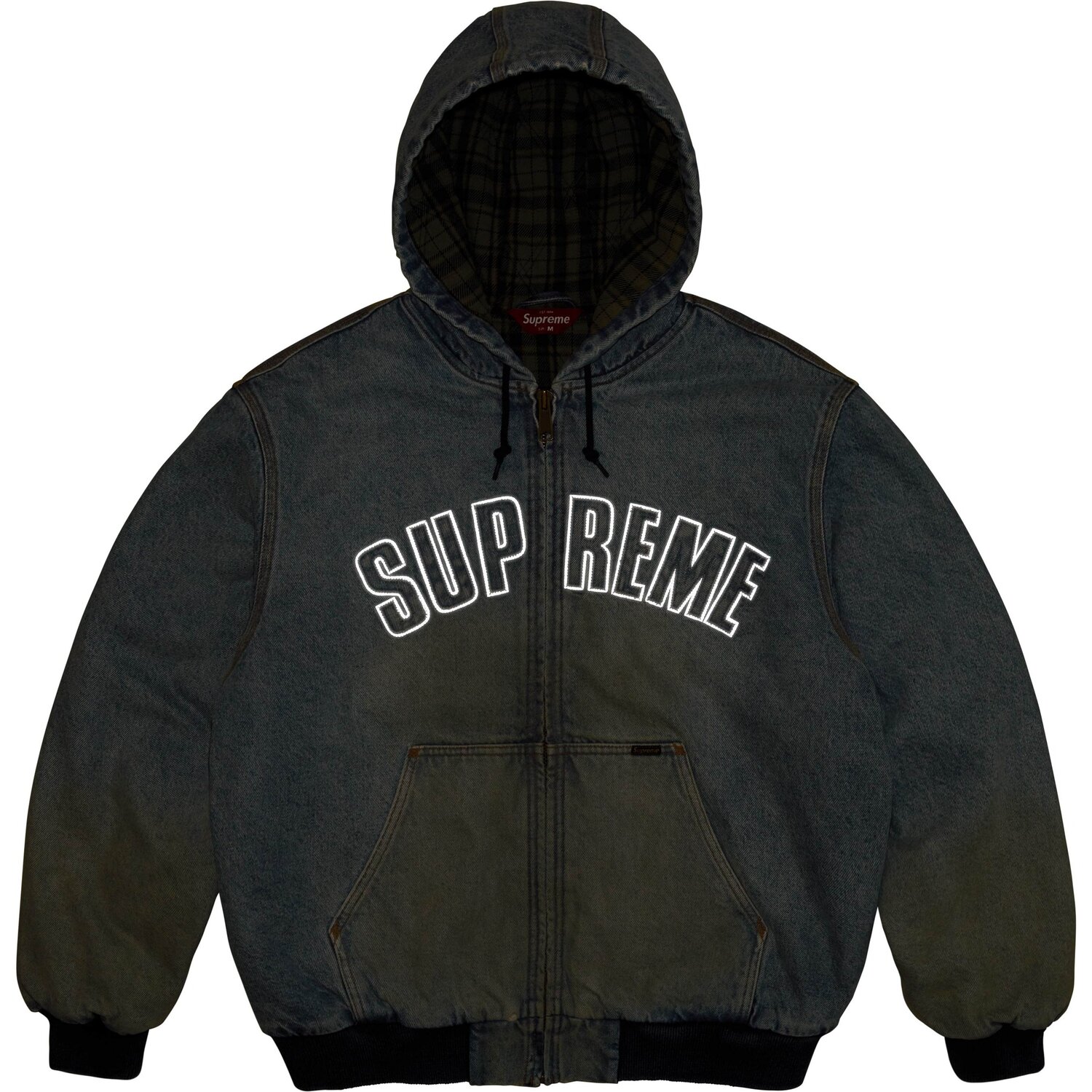 Supreme Отражающая рабочая куртка с капюшоном унисекс, Black — фото 3