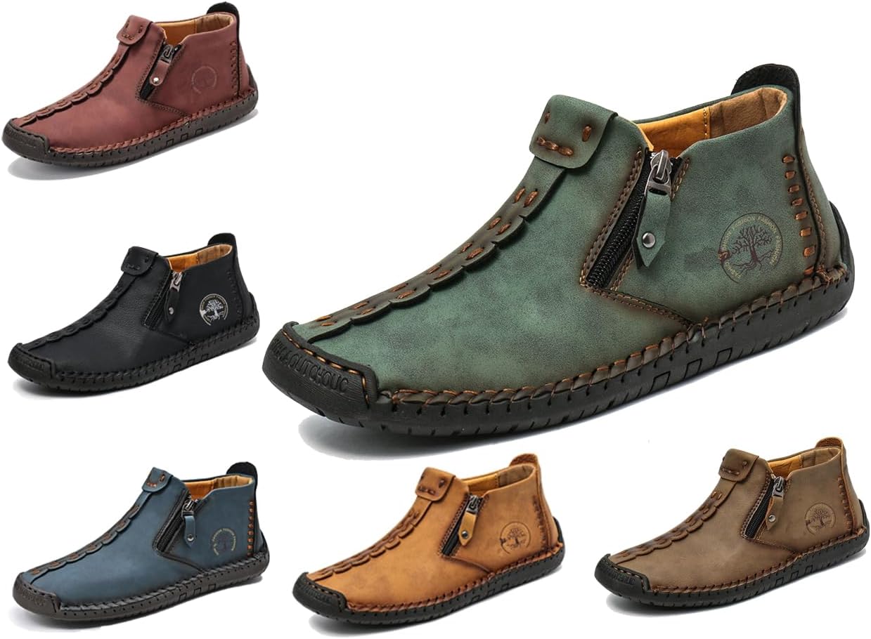 

Мужские лоферы слипоны повседневные кожаные туфли на плоской подошве, пенни-лоферы, легкие дышащие обувь для улицы, прогулок и вождения, комфортные классические туфли с ручной прошивкой, противоскользящие с круглым носком Generic, зеленый