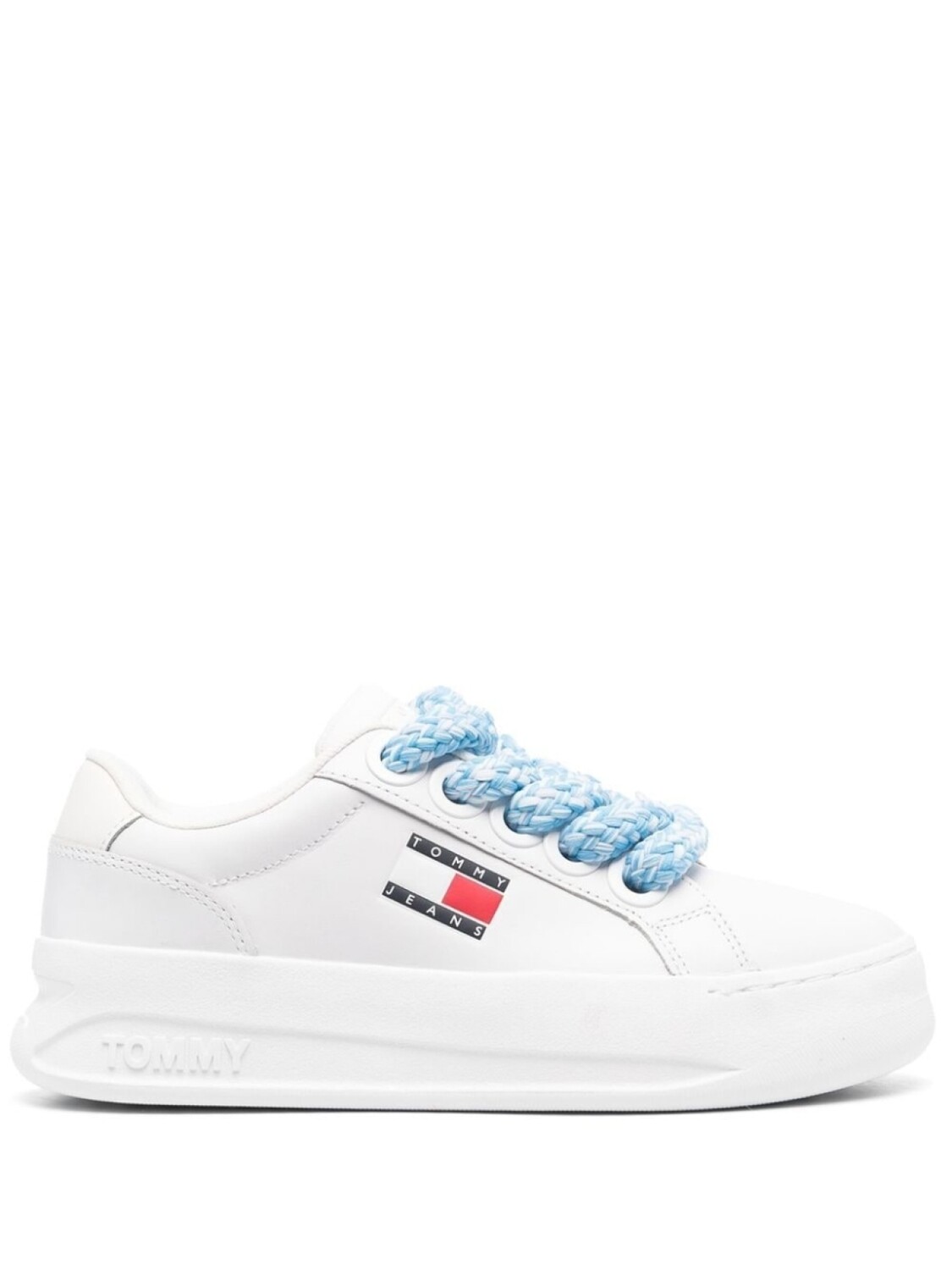 

Tommy Jeans logo-print flatform leather sneakers, белый