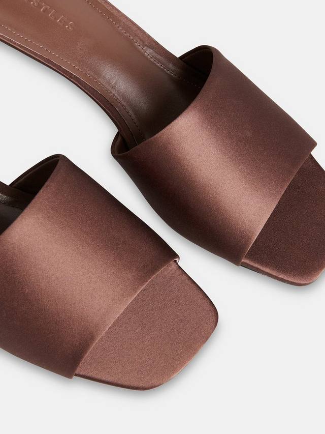 Сатиновые мюли на каблуке без задника Whistles, Brown — фото 2
