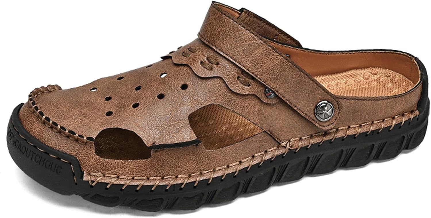 

Мужские спортивные сандалии Регулируемые Сабо с двумя способами ношения Дышащие тапочки Быстросохнущие Обувь для бассейна, рыбалки и пляжа С поддержкой свода Стиль для сада Generic, коричневый