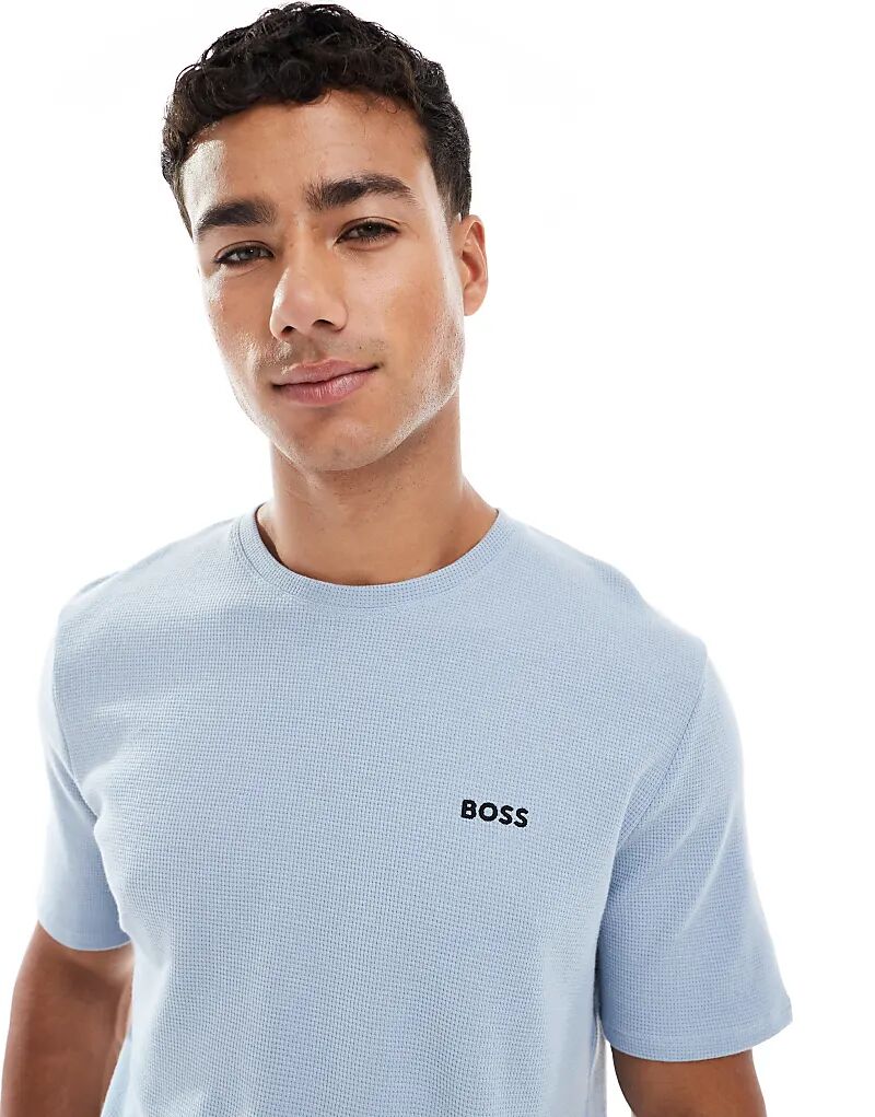 

Футболка Boss Bodywear с вафельным принтом синего цвета