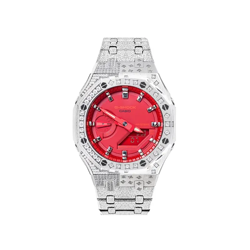 

CASIO Часы Men Liquid Crystal/Analog Dual Display Series Red Watch, Red Silver Wave Scale-Star Diamond Frost Silver Steel