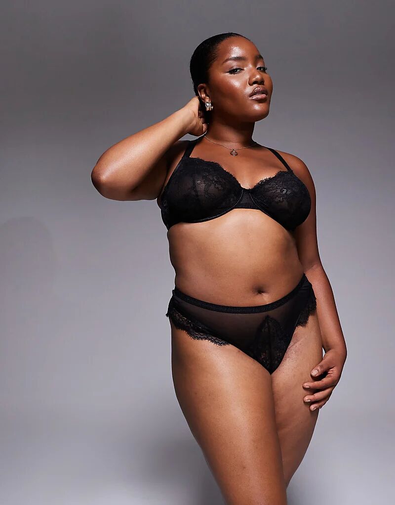 

Кружевные стринги Curve Aurora от ASOS DESIGN черного цвета