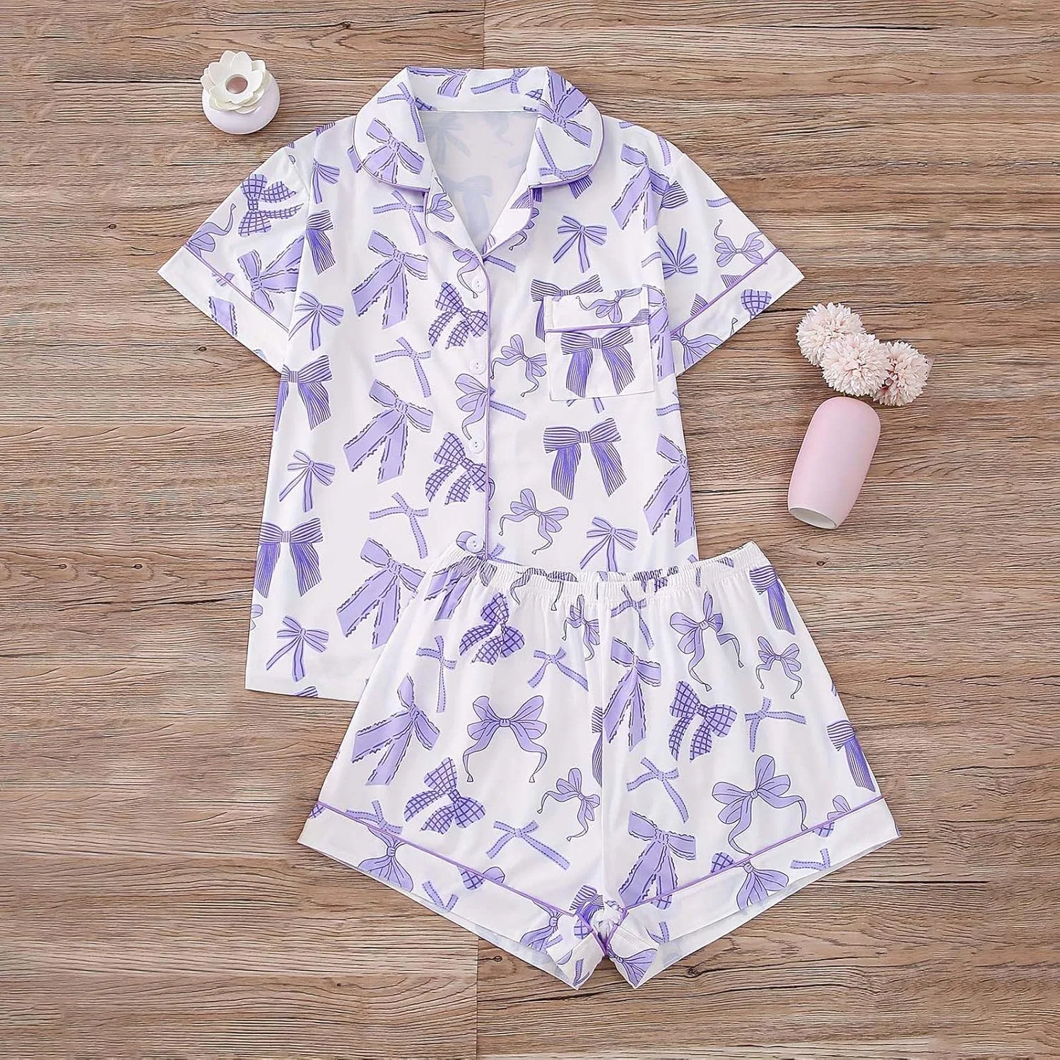 Пижамный сет женский, Two Piece PJ Set, Purple — фото 3