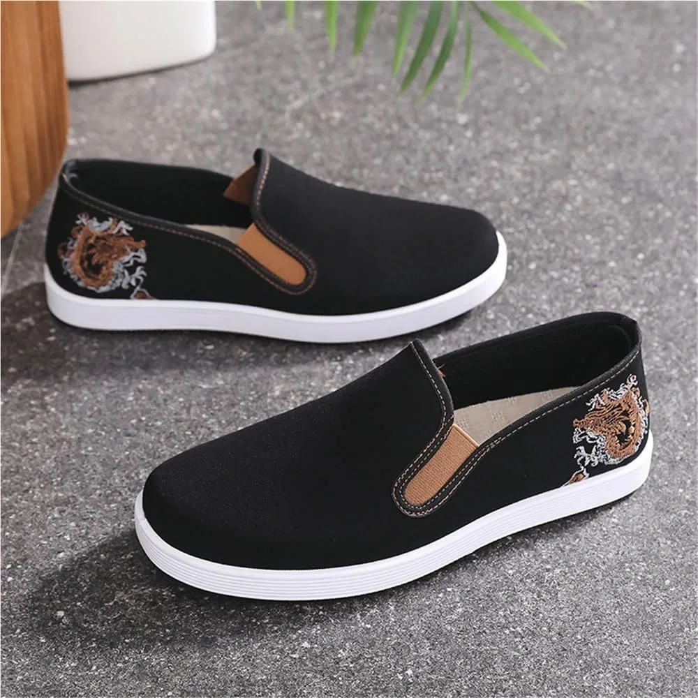 Лоферы мужские с вышивкой, кунг-фу, Black-02 GHAKKE — фото 2